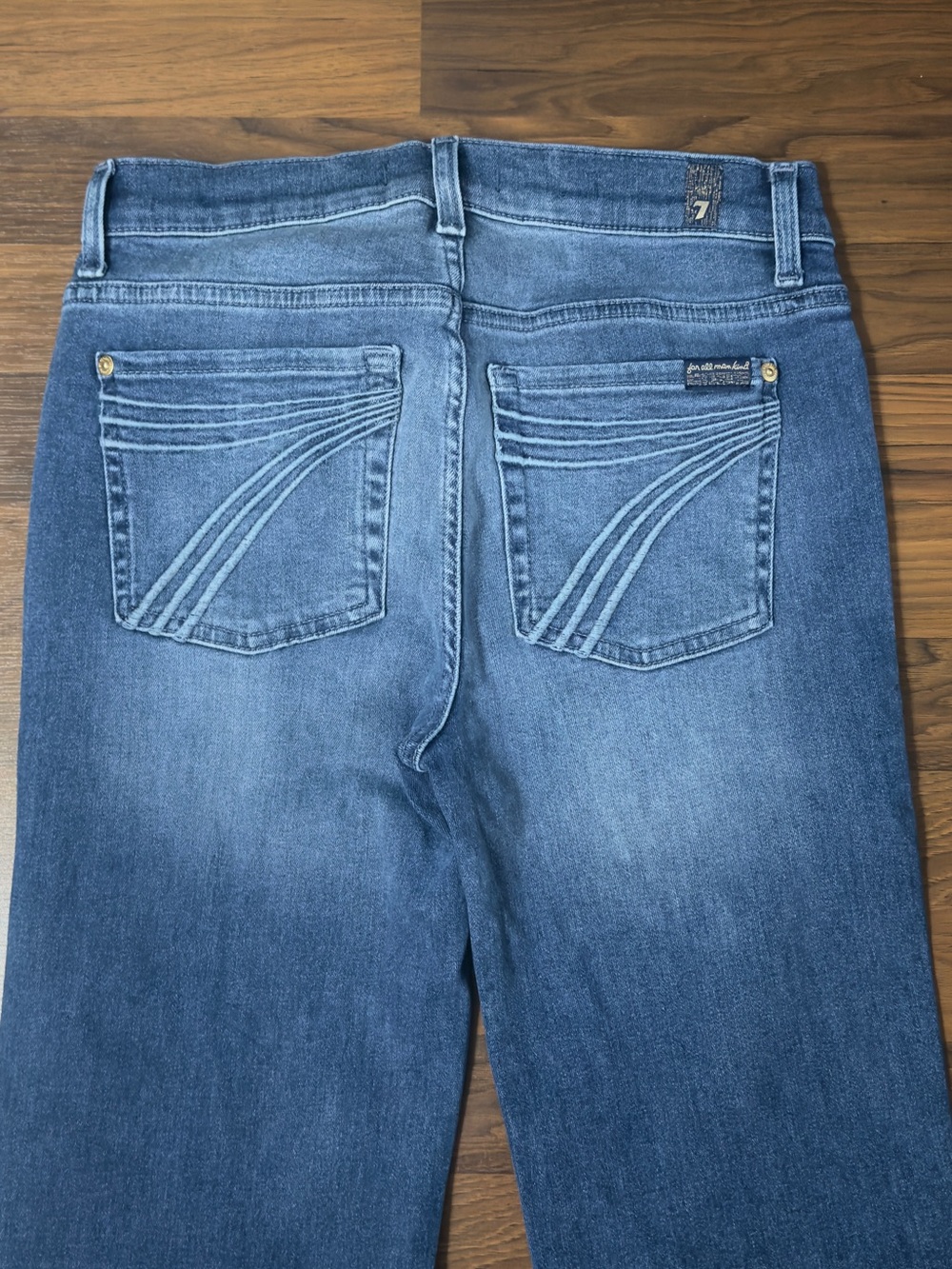 7 For All Mankind Medium Blue Straight-Leg Jeans